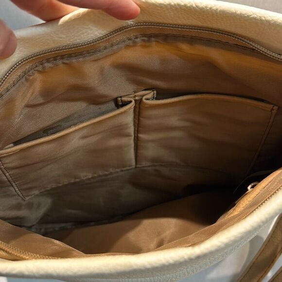 MultiSac Lorraine Womens Crossbody Bag Cream Tan Fax Leather Adjustable Strap Mu - Picture 10 of 13